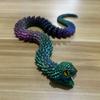 Gradient 3D Printed Articulated Snake with Movable Joints Retractable Teeth 3D Printed Snake Crystal Snake Fidget Home Decor