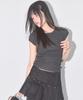 FANCY CLUB Side Buckle Ribbed Tee (Charcoal) F25Qb110