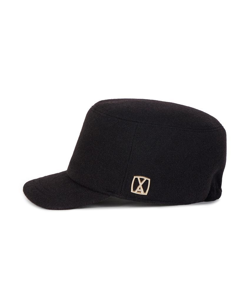 Bajal Va Square Studded Wool Bellboy Cap Black