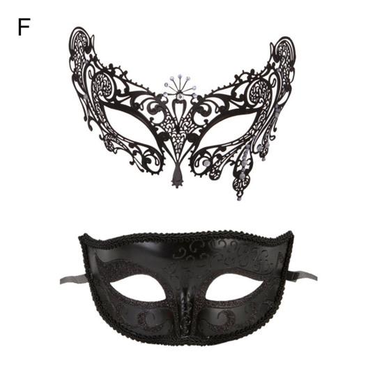 Maskeli Balo Yüz Örtüsü İçi Boş Demir Sanat Parlak Yapay Elmas Retro Muhteşem Cosplay Aksesuarları Metal Venedik Kostüm Partisi Siyah Yarım Yüz Örtüsü Seti