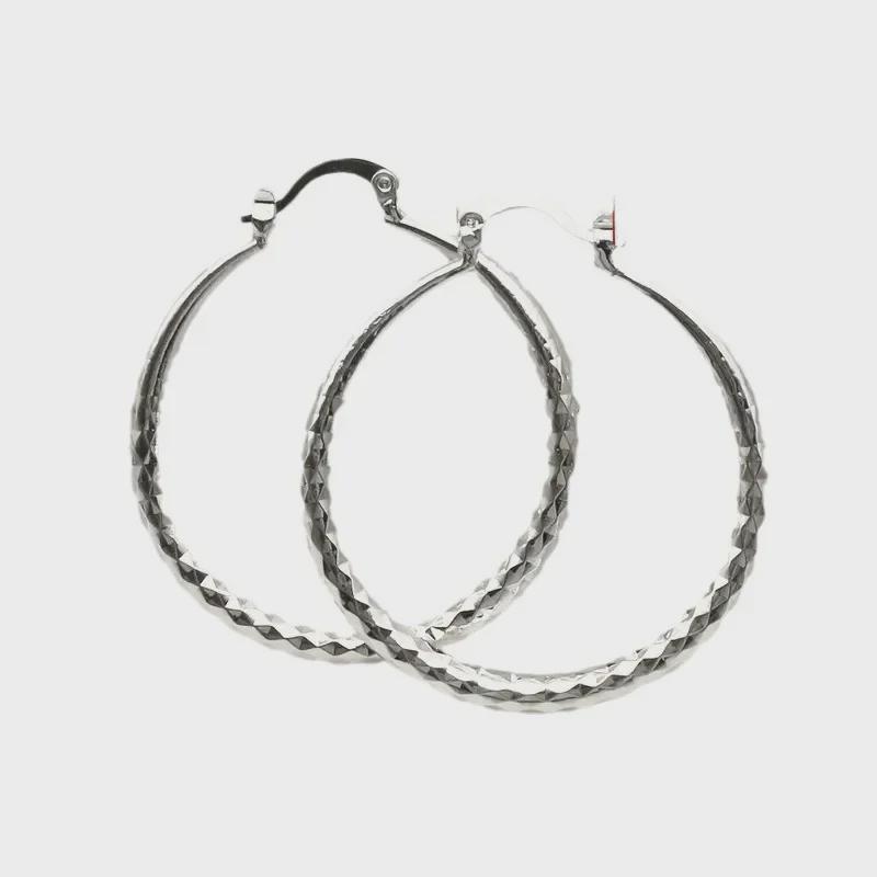 Kayi Elegant Silver-Plated Copper Hoop Earrings - Luxury Style for Women, Perfect for Daily Wear or Parties