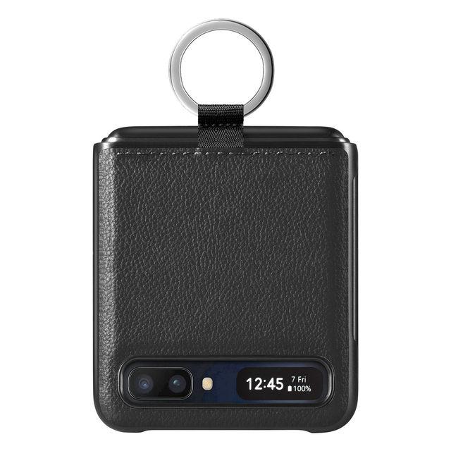 Slim Finger Ring Holder Leather Case For Samsung Galaxy Z Flip 3 Flip4 Flip 4 Flip3 5g Anti -Drop Folding Cell Phone Cover Fundas