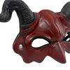 Red And Black Horn Mask Demon Mask, Halloween Devil Head Cosplay Prop, Masquerade Unique Dark Party Horror Costume Accessory, Carnival Trick or Treat