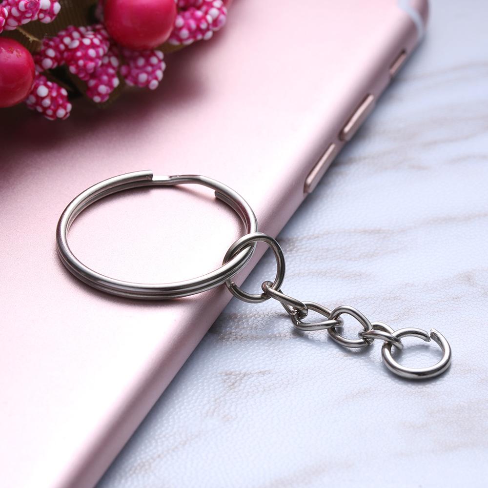 25mm NEW Split Ring Polished Silver Key Fob Keychain Keyring Short Chain
