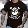 New Trendy Men T-shirt Eat Sleep Fix Cars Repeat Engine Funny Men Oversized T-shirts Tops Black Brand Tee Summer Fashion Shirt