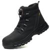 Unisex Protective Work Shoes Steel Toe Light Safety Boots Water Resistant Anti Puncture Construction Shoes with Rotary Button Comfortable Soft Sole No
