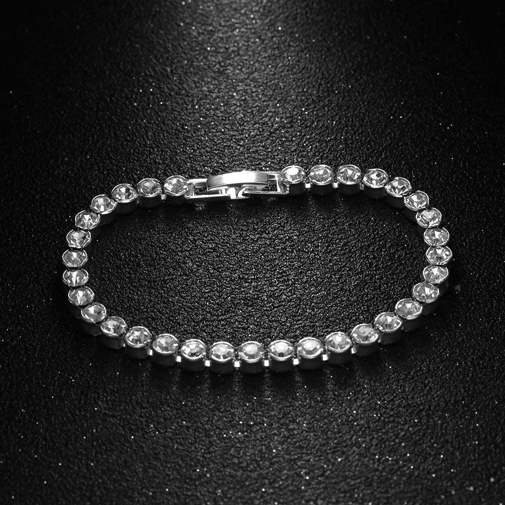 Women Austria Crystal Silver/Gold Fashion Jewelry Cuff Bangles Hand Chain Shiny Bracelets