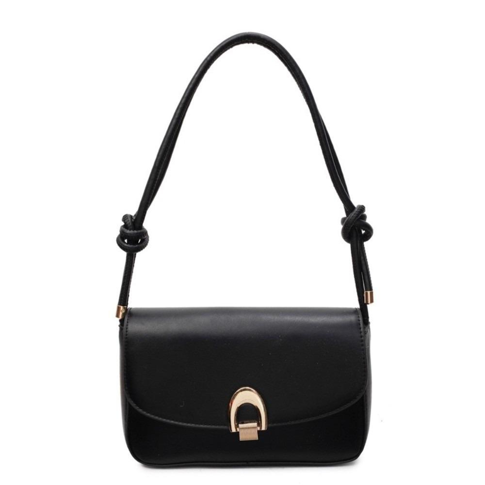 Fashion Vintage Buckle Shoulder Bag Solid Color Leisure Women's Armpit Bag Adjustable Cuasal PU Leather Handbag Girls