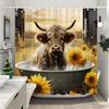 Funny Animal Shower Curtain Bathtub Yak Cow Donkey Jungle Wildlife Modern Minimalist Toilet Reading Goat Bathroom Shower Curta