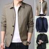 Herbst Frühling Männer Mantel Umlegekragen Einfarbig Langarm Einreiher Strickjacke Glatte Formale Business Stil Männer Mittellange Jacke