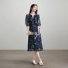 SOFSIL Elegant Printed V-Neck Midi Dress