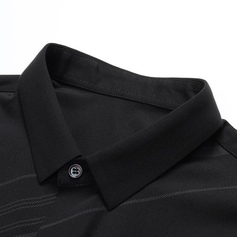 Spring and Autumn New Long Sleeve Shirt Men's Middle-aged Casual Fashion Printed Lapel Thin Men's Shirt Men's Clothing