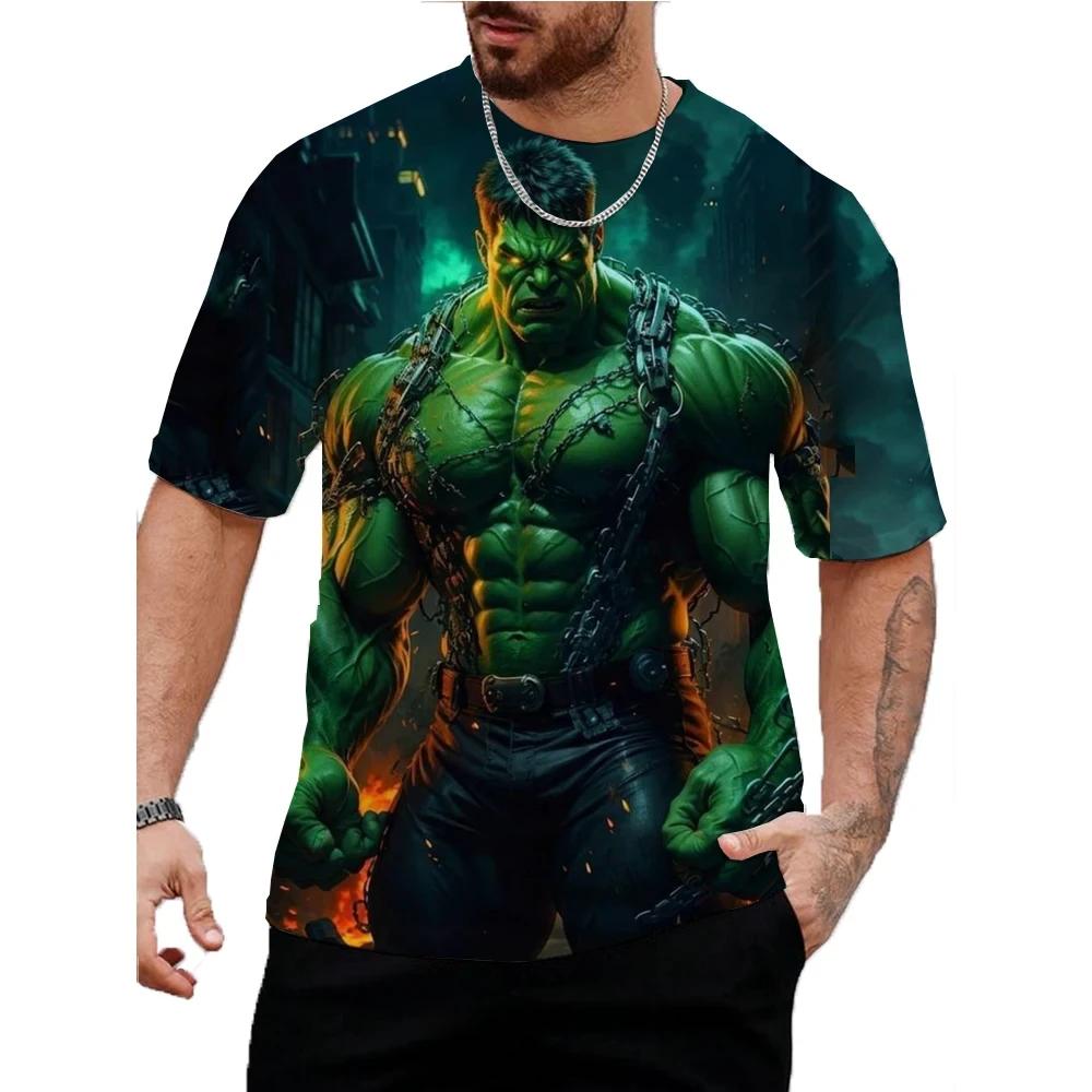 Marvel Hulk Print T-Shirt For Men Summer Cartoon Tops Tees Male Casual Stylish Short Sleeve Clothing Fashion Trendy Streetwear