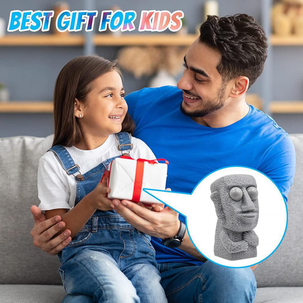 Stone Man Stress Toy Slowly Rebounds Soft Statue Squeeze Eyes Interested Expression Relaxes Stress Children's Gift