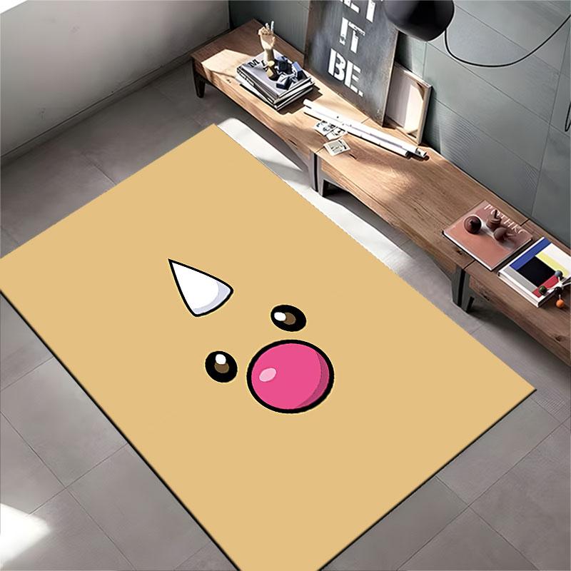 Cute Cartoon Face on Beige Carpet suitable as a non-slip mat for the living room or bedroom sofa
