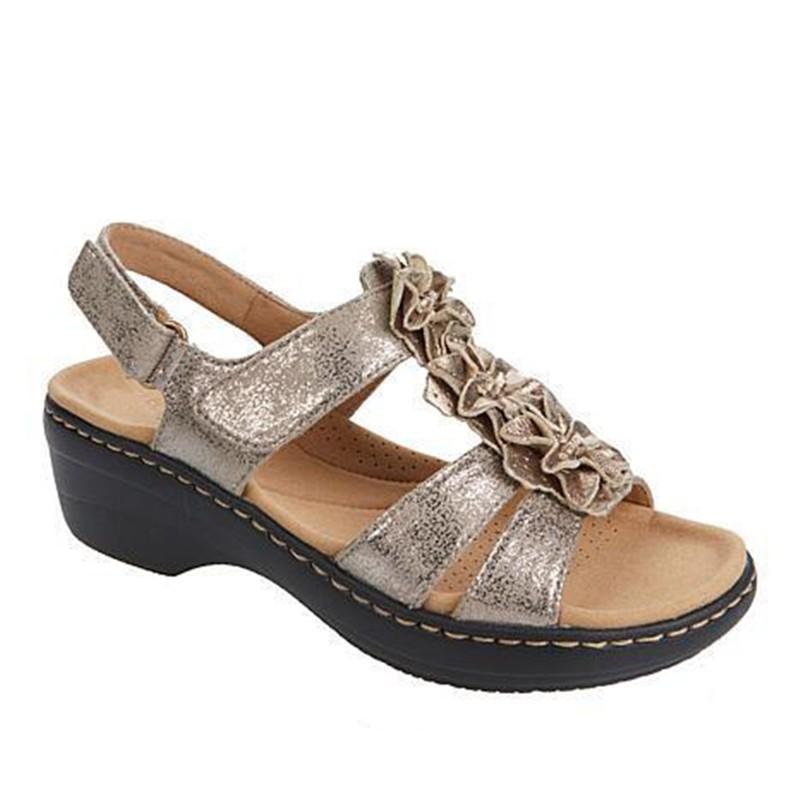 Summer Women New Flower Wedge Platform Orthopedic Retro Rome Casual Comfortable Peep Toe Sandals