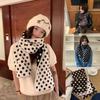 Fashion Double-sided Polka Dot Scarf Women's New Warm and Cold-proof Scarf Locked Edge Foreign Style Contrasting Color Versatile Knitted Scarf Korea