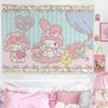 My Melody Sweet Bedroom Tapestry, Cute Pastel Cartoon Wall Hanging, Soft Polyester Print For Girls Bedroom Dorm Decor, Kawaii