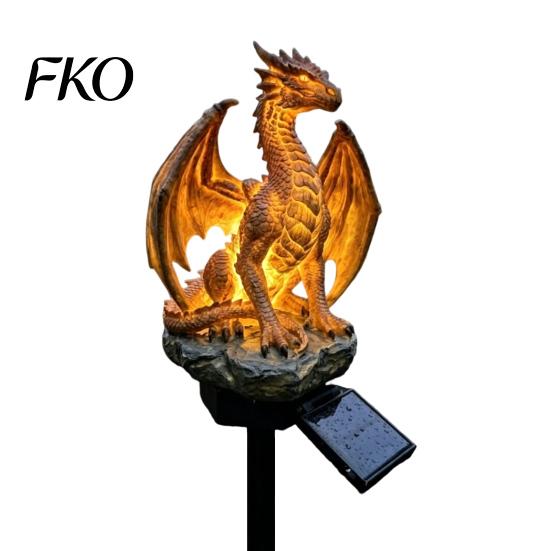 Medieval Dragon Decoration Solar Gorilla Garden Statue Light, Gothic Resin Outdoor Lantern Sculpture, Shaped Light Fantasy Decor for Yard Patio,