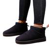 Damen Überweite Kurzflor-Fleece Schneestiefel - Mid-Calf Einfarbig Plateau Winterstiefel, Gemütliche Wasserdichte Stiefeletten
