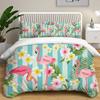 Modern Flamingo Pineapple Print Bedding Collection Queen Tropical Plants Leaves Flowers Duvet Cover Hawaiian Islands Floral Pillowcases
