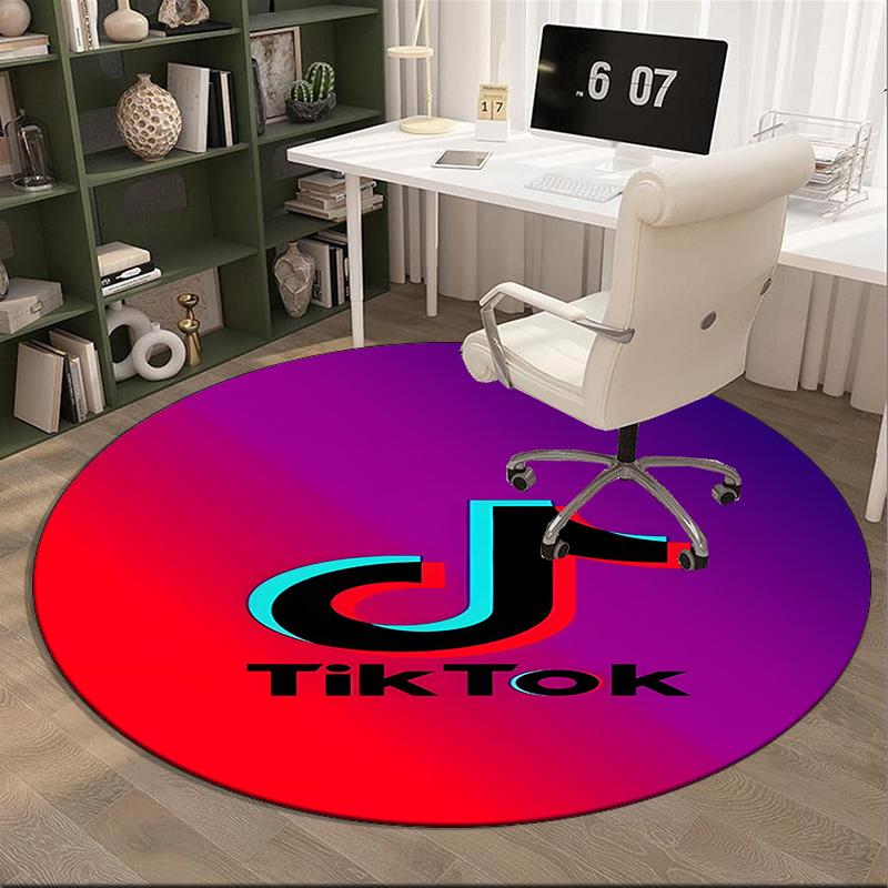 Tiktok Logo Design Round Rug for Livingroom,Bedroom, Palyroom, Chair Rug, Area Rug, Circle Carpet, Large Size Fan Christmas Gift