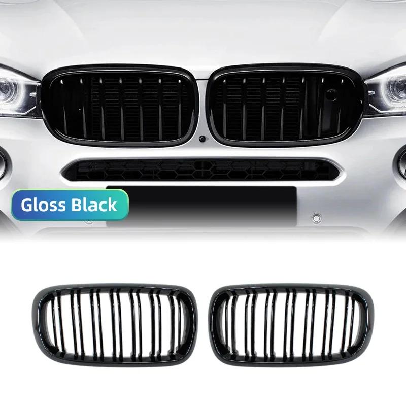 Glänzendes Schwarz Carbon-Stil Frontniere Doppelsteg-Grill für BMW X5 F15 X6 F16 X5M F85 X6M F86 Autozubehör
