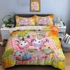 Cartoon Autumn Bunny Picnic Party Bedding Set For Kids Luxury Gift 3Pcs Digital Print Comforter Set Soft Comfortable Breathable