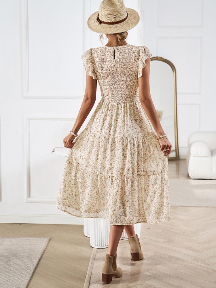 New Women's Floral Dress Summer Women's Temperament Elegant Long Skirt