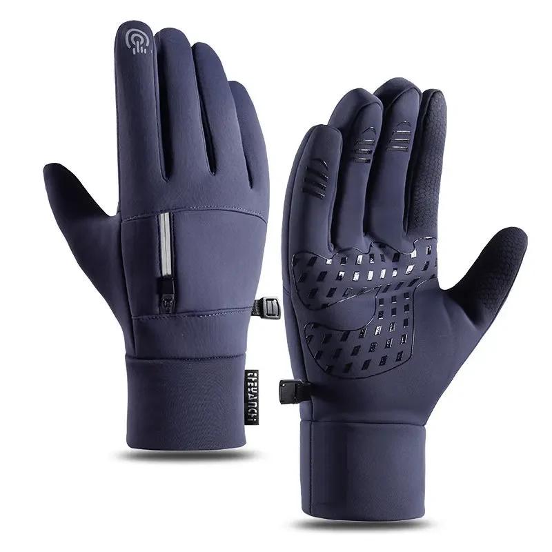 Winter-Handschuhe aus Samt, verschleißfest, wasserdicht, mit Touchscreen, warme Handschuhe für Outdoor, Wandern, Skifahren, Bergsteigen, Radfahren für Herren