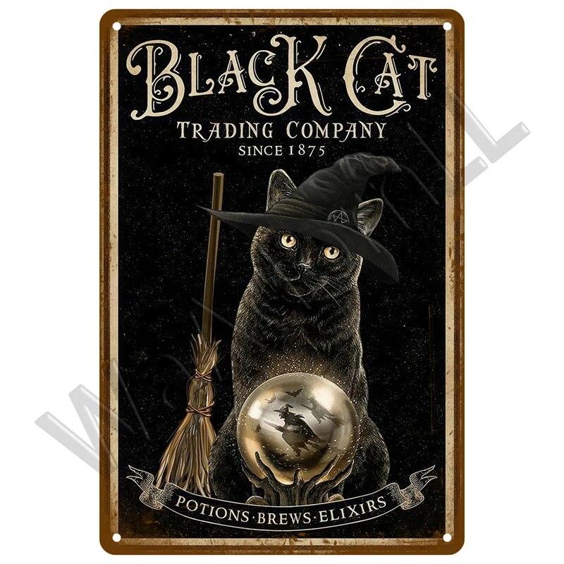 Retro Black Cat Metal Sign Poster Funny Cat Tin Sign Animal Vintage Plaque Home Decor Wall Art Pet Shop Garden Dog Bar Plaque