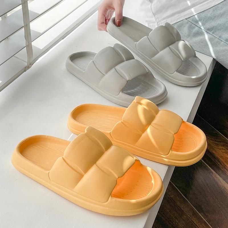 Fashion Thick Flat Bottom Bathroom Home Slippers Fashion Soft Sole EVA Indoor Lady Sandals Summer Non Slip Flip Flops Chanclas De Hombre