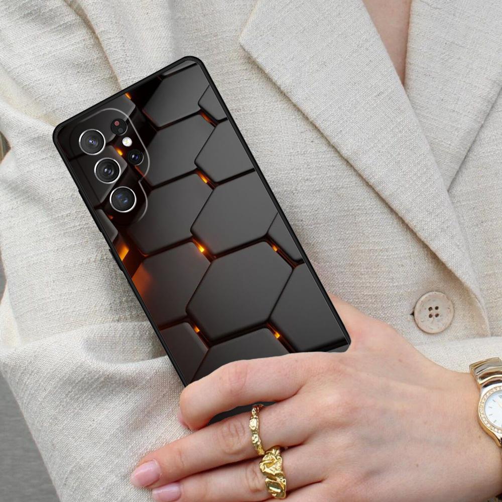 3D Hexagonal Lights Cell Phone Case for Samsung Galaxy S26 Ultra S25 S24 S23 S22 S21 S20 Note10 Cover