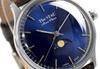 The STAC Classic Moonphase 36mm Japan-Made Watch Blue Dial Black Croco Leather Unisex Antique