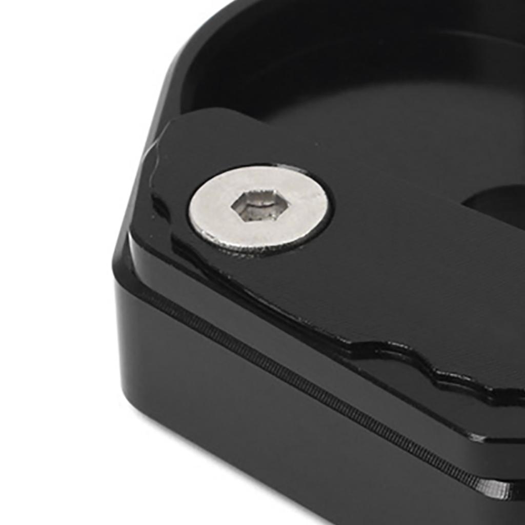 Foot Side Stand Extension Pad Stable CNC Aluminium Alloy Enlarger Support Pad for Motorcycle Black
