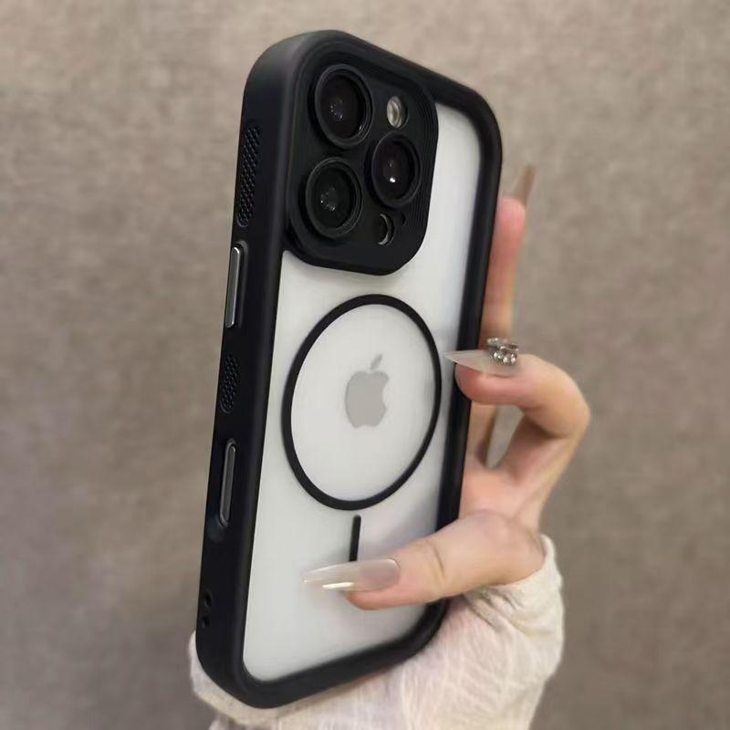 Luxury Matte For Magsafe Transparent Phone Case For 17 16 Plus 15 14 13 12 Pro Max Air Magnetic Lens Protective Cover