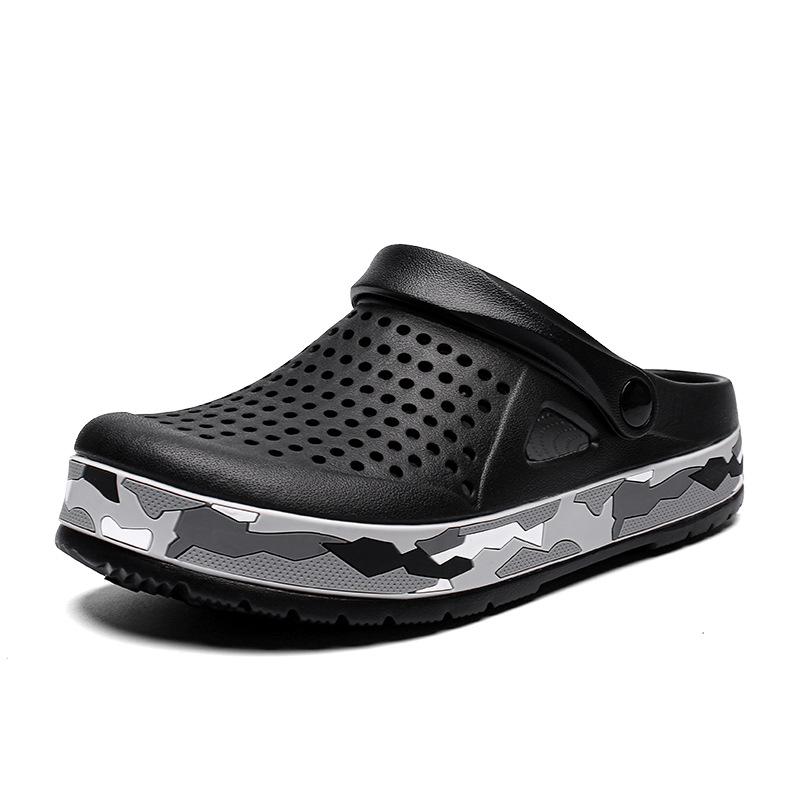 New Men's Hole Slippers Round Toe Beach Shoes Fashionable Men's Sandals Slippers