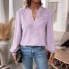 EastRogue Women's Fashion Casual Spring Fall Solid Color Print Long Sleeve V Neck Blouses & Shirts