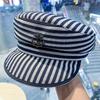 Cappello da Marinaio a Strisce Nautiche con Ampia Visiera Protezione Solare per Stile da Spiaggia Estiva