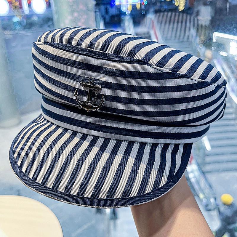 Cappello da Marinaio a Strisce Nautiche con Ampia Visiera Protezione Solare per Stile da Spiaggia Estiva