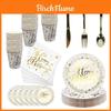 Elegant Gold Polka Dot Stamping Happy Birthday Party Decor Supplies Disposable Tableware Set