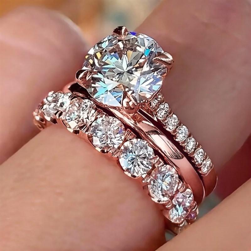 Huitan Charming Women s/Set Ring Luxury Party Lady Wedding Chic Accessories Fashion Jewelry Inlaid Shiny CZ for Engagement