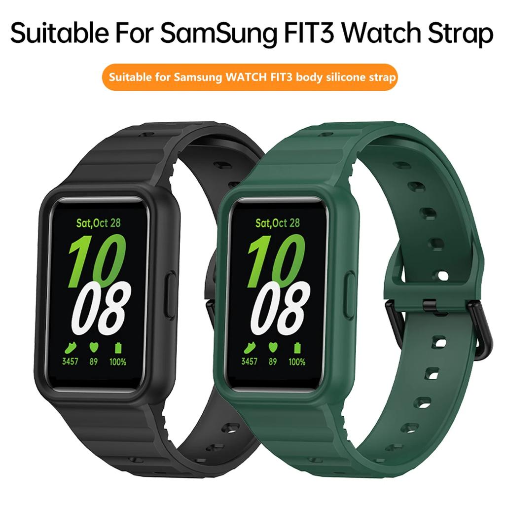 Silikonarmband+Hülle für Samsung Galaxy Fit 3 Smartwatch Ersatz-Stoßfänger-Schale Abdeckung Für Samsung Galaxy Fit3 Armband Zubehör