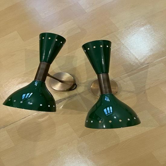 Grün Messing Diablo Sputnik Stilnovo Doppel Wandleuchte Mid-Century Modern Waschtischleuchte für jeden Raum Badezimmer, Küche, Wohnzimmer