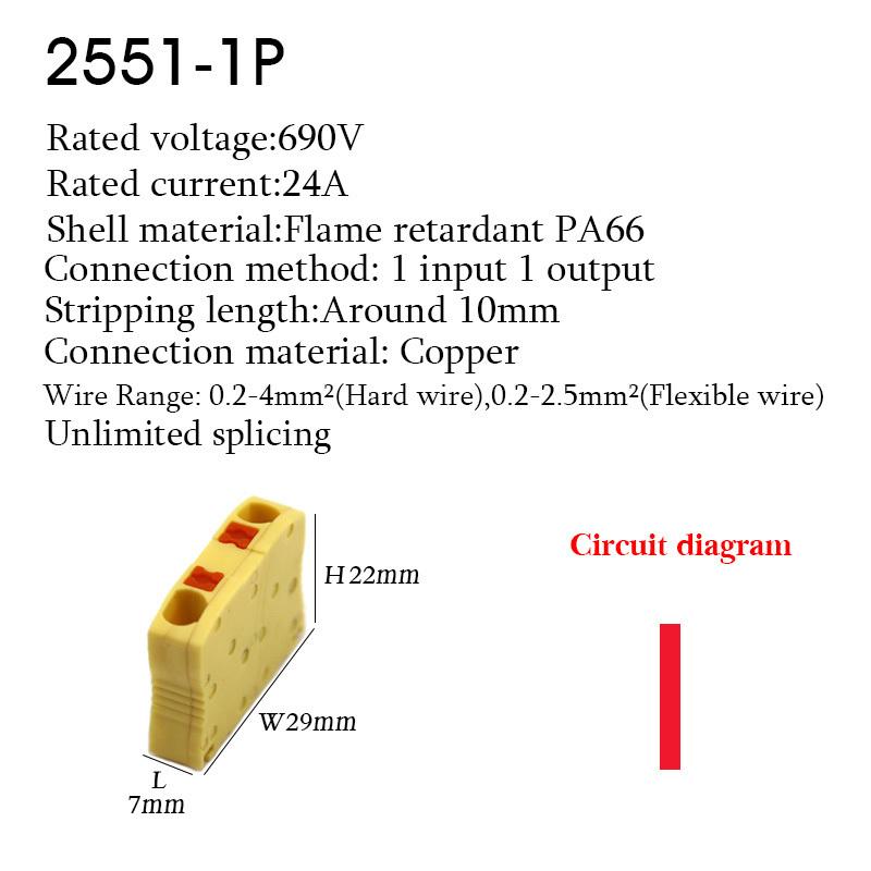 Push-In Wire Connectors Electrical Cable Terminal Block Multiple In/out DIN Rail Mount With Fixing Hole Spliceable DIY Connectio