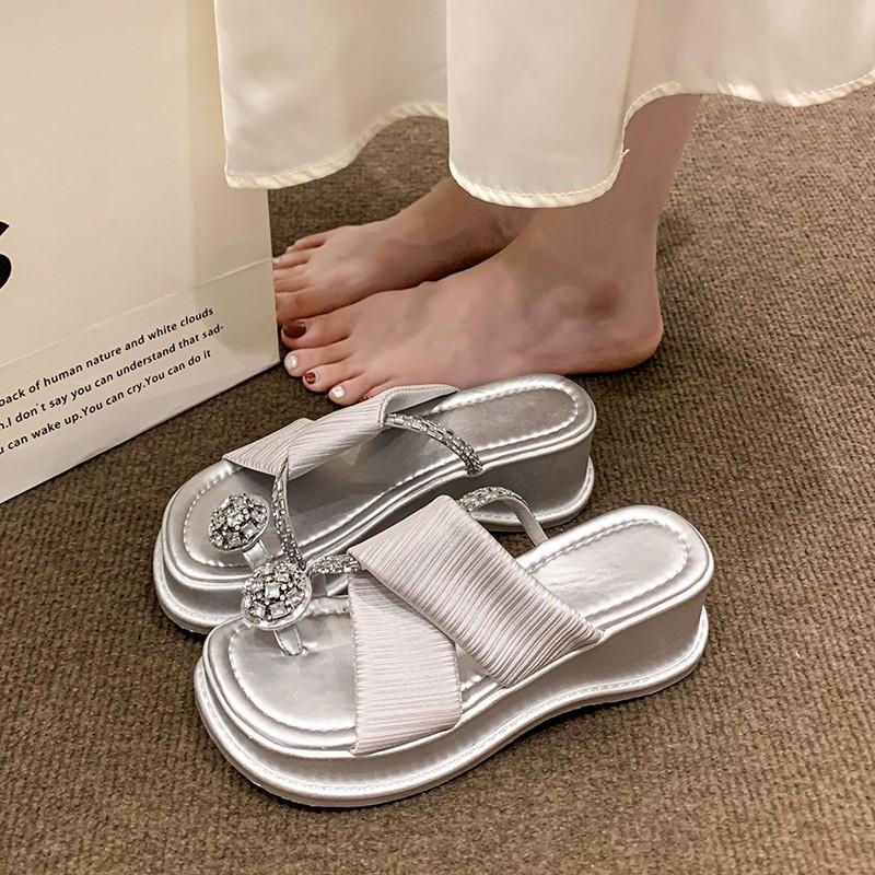 Sandals Women's Summer New Fashion Beach Sandals Rhinestone Flat Slippers Luxury Sandals Women Designers