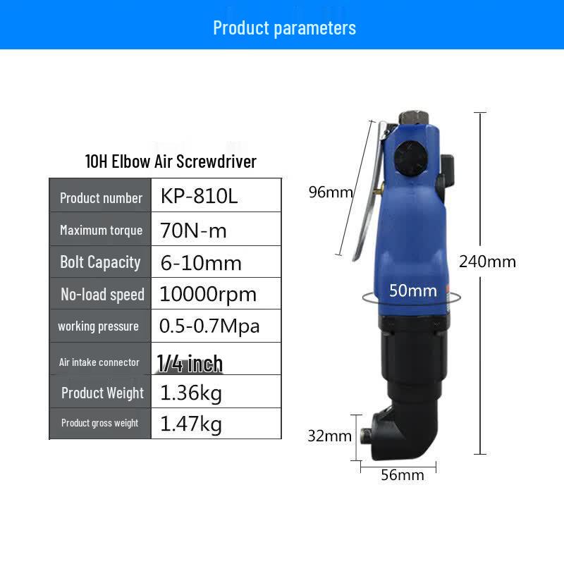 KOPO KP-810L Industrial 90-Degree Right Angle Pneumatic Screwdriver CN Plug (adapter Included)