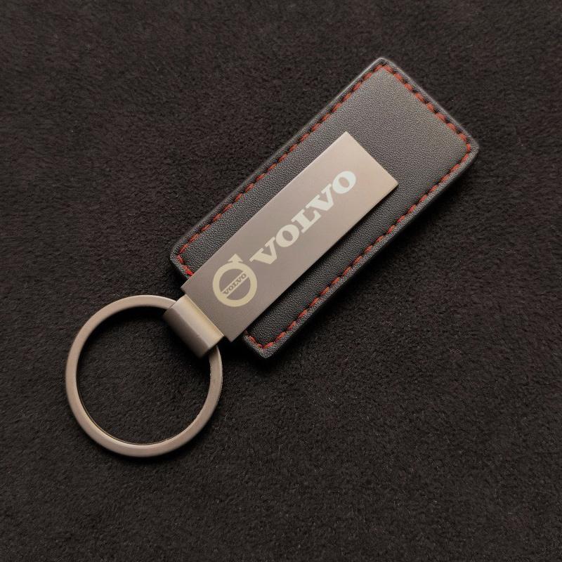 AAKF1 Metal Leather Car Emblem Keychain Key Chain Keyring For Volvo Rdesign C30 C70 S40 S60 S70 S80 S90 V50 V60 V70 V90 XC60 XC70 XC90