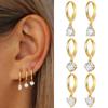 Fashion Stainless Steel Crystal Zircon Drop Earrings For Women Punk Wedding Jewelry Girl Friendship Gifts