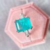 Huajie Women's Square Emerald Stone Rings Unique Temperament Party Female New Tail Ring Trendy Tide